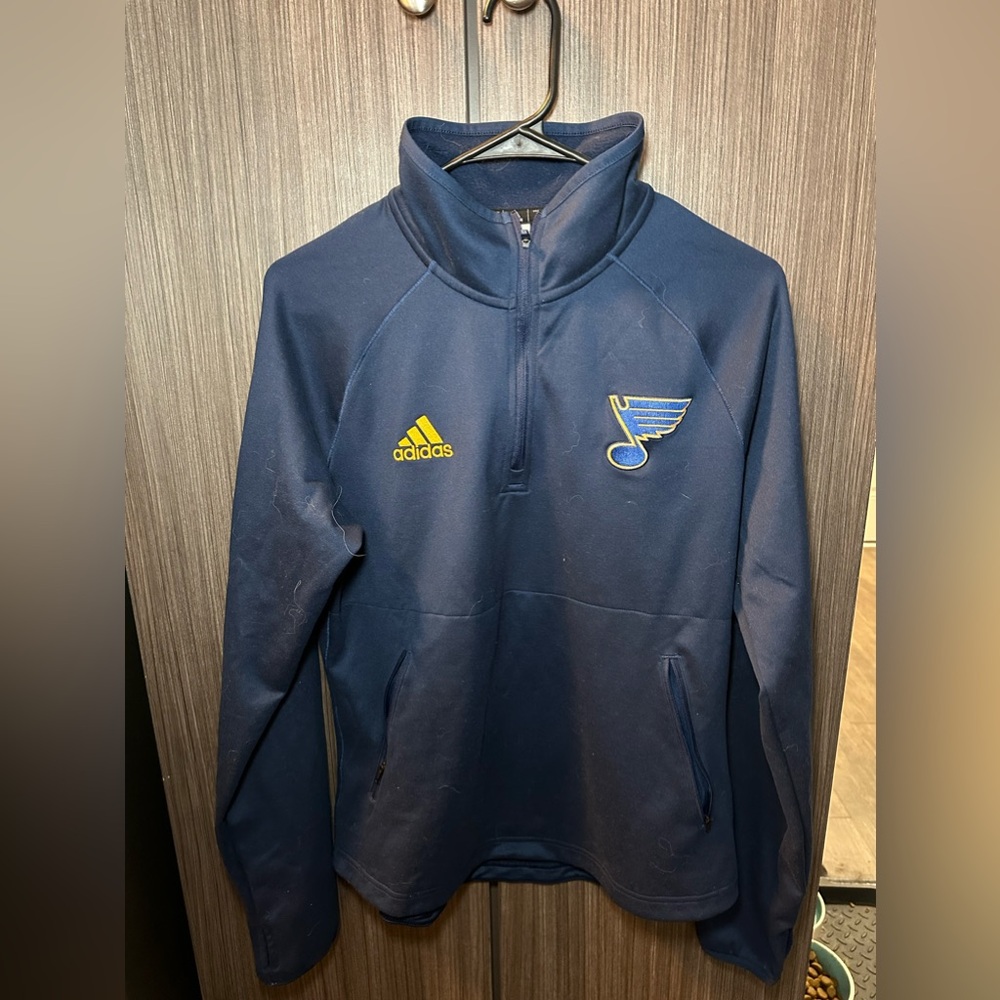 Adidas Saint Louis Blues Quarter Zip. Size Small